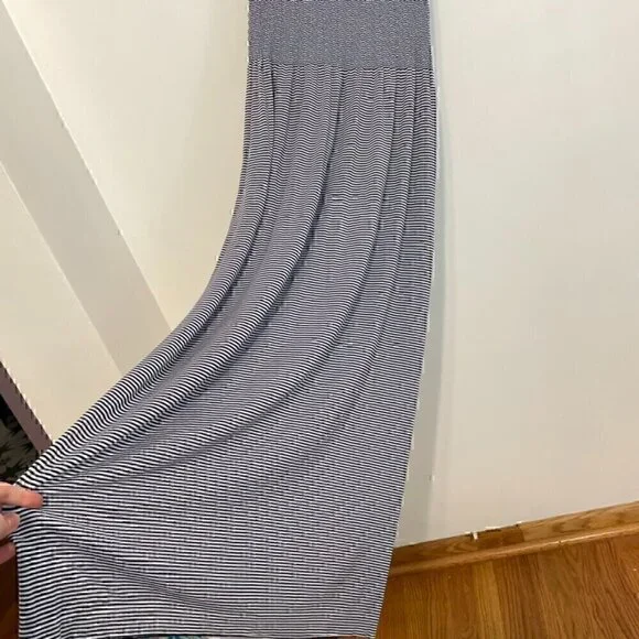 NEW NWT LARK + GREY Navy Blue White Striped Sleeveless Midi Fit Flare Tank Dress - Picture 15 of 15